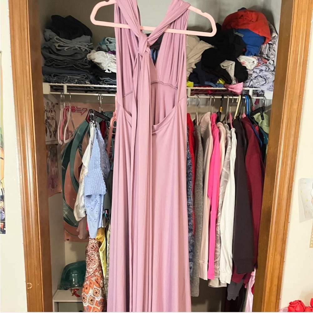 Women's Pink Halter Maxi Dress - Soft Lavender